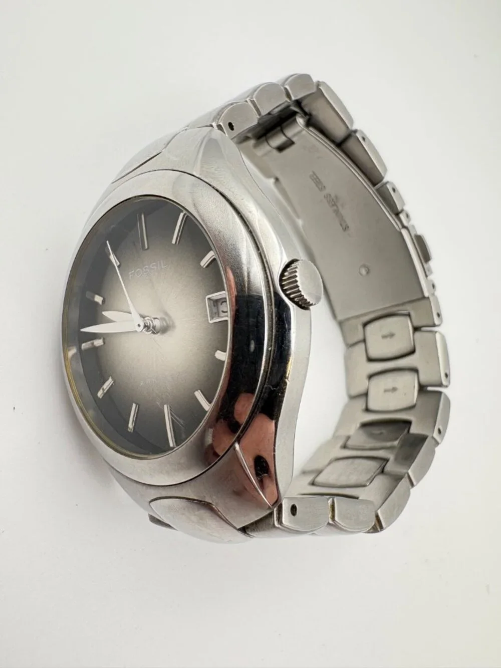 Fossil Arkitekt FS-2903 Mens Quartz Watch Date Grey Sunburst Dial Stainless